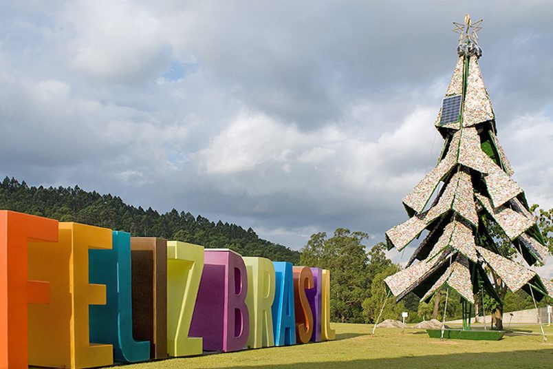 Christmas trees created and developed with recyclable materials were 12 meters high.